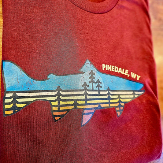 Pinedale, Wyoming Fish And Tree Line T-shirt