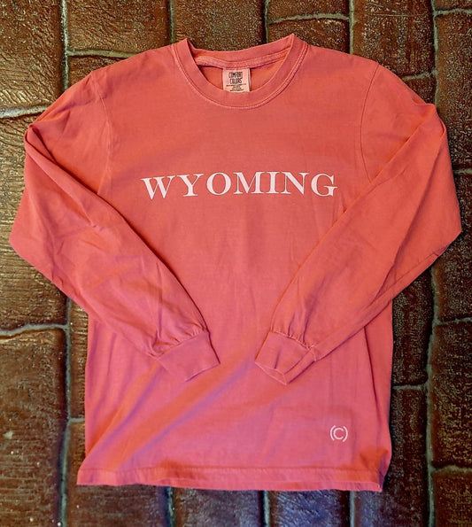 Wyoming Long Sleeve T-shirt, Comfy, Watermelon Color